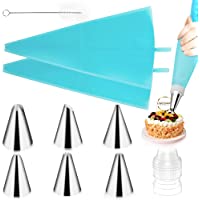NEXGADGET 10 PCS Kit Boquillas para Manga Pastelera -6 Boquillas de Acero Inoxidable+2 Bolsas de Silicona+Acoplador…